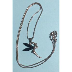 TINKERBELL shaped ,Black Fairy Necklace Collectible charm w/chain
